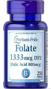 Folic Acid 800 mcg, 250 Tablets, Puritans Pride