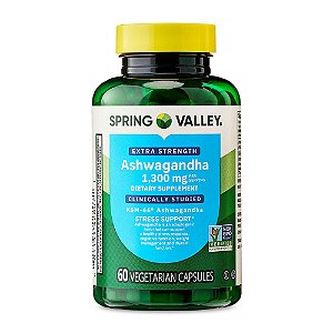 Ashwagandha Extra Strength 1300mg, 60 Cápsulas, Spring Valley
