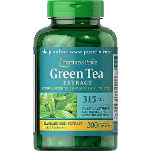 Green Tea Extract (chá verde), 315mg, 200 cápsulas, Puritans Pride