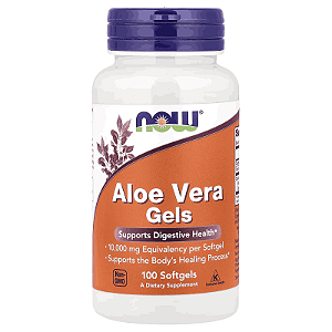 Aloe Vera, Gel de Babosa, 10.000mg, 100 Cápsulas, Now