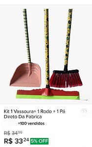 Kit vassoura rodo pá