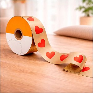 Fita Maxi Kraft Love 32mmx100m Coração Vermelho Amor Presentes Embalagens Decoração