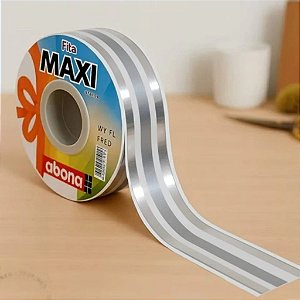 Fita Maxi Nova Eva Branco Prata 32mmx100 metros Presente Decoração Embalagem