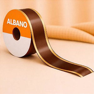 Fita Maxi Albano 3D Marrom Lisa 32mmx 100metros Laço Presente Decoração Embalagem
