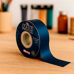 Fita Maxi Albano Azul Marinho Lisa Embalagem Presente Decoração 32mm X 100m Laço
