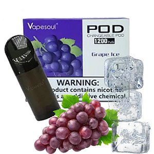 Cartucho p/ Pod Recarregável Grape Ice 1200 puffs- Vapesoul 3 Unid