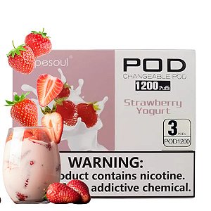 Cartucho p/ Pod Recarregável Strawberry Yogurt 1200 puffs- Vapesoul 3 Unid
