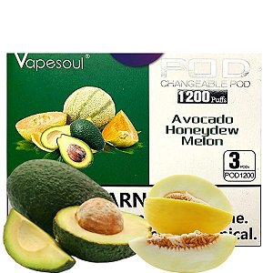 Cartucho p/ Pod Recarregável Avocado Honeydew Melon 1200 puffs- Vapesoul 3 Unid