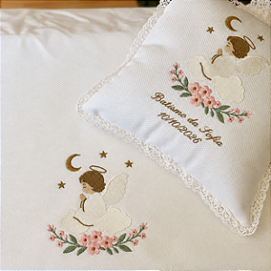 Almofada Anjo Flores + Toalhinha de Piquet