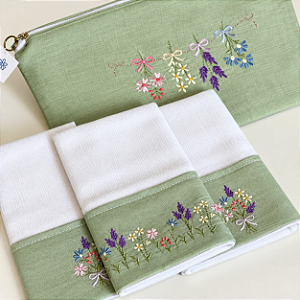 Kit Fraldinhas + Nécessaire - Linho Verde