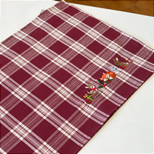 Trilho Xadrez Vermelho - Bichinhos Natal 250x40cm