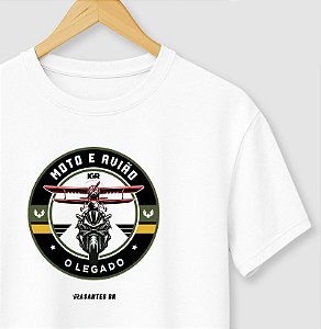 Camiseta Moto e Avião - Logo Branco