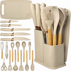 2 Kit Completo de Utensílios de Cozinha Luxo em Silicone, 19 Peças