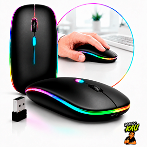 Mouse Sem Fio Recarregável Wireless Optico Led Rgb