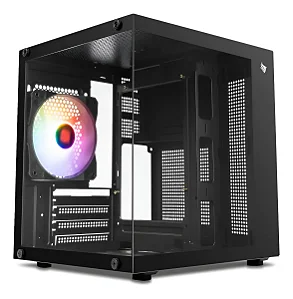 Gabinete Gamer, Mini-Tower Lateral de Vidro, Com 1 Fan, Preto