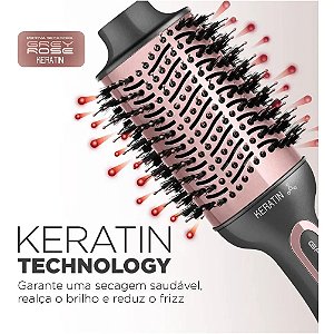 Escova Secadora Mondial Keratin - Es-11-bi Grafite/golden Rose