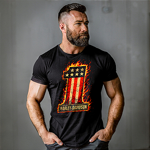 Camiseta Motorcycle Número Um em Chamas