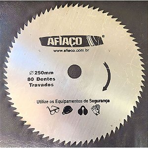 DISCO AFIAÇO 255mm 80 DENTES furo de 1" 10 1/4 TRAVADO com anel de redução 20mm
