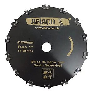 Disco De Serra Afiaço 230mm 14 Dentes removíveis Furo 1"  Roçadeira Aço