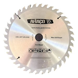 DISCO SERRAS CIRCULARES 230MM 36DTS Furo 25,4 C/ Redução 20mm Prateado