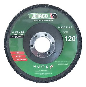 Kit 05 Discos Flap Afiaço Grão 120 4.1/2 Polegada 115x22.2mm Azul-aço