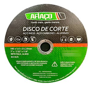 Kit 10 Discos De Corte Afiaço Inox/carbo/alum 1.5mm 7" Pol Preto