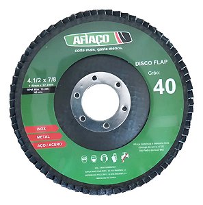 Kit 05 Discos Flap Afiaço Grão 40 4.1/2  Polegada 115x22.2mm Azul-aço