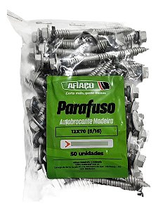 Parafuso Auto Brocante Para Madeira 12x70 5/16 Afiaço 50 Und