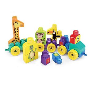Blocos de Montar - Trem Puxa Zoo - Blocolândia - Dismat