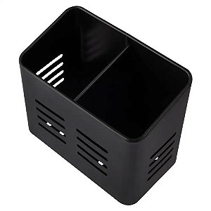 Escorredor e Porta Utensílios e Talheres Retangular Preto