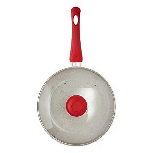 Frigideira Antiaderente com Revestimento Cerâmico com Tampa Vermelho 24cm