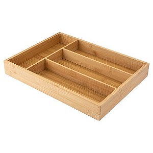 Organizador de Talheres com 4 Divisórias de Bambu
