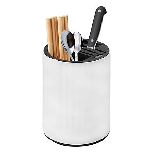Porta Utensílios e Talheres Giratório Grande Branco