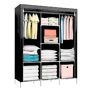 Organizador Guarda-Roupa para Roupas Multiuso em TNT e Ferro Preto até 12kg