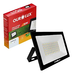 REFLETOR LED 50W PRETO OUROLUX