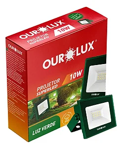 REFLETOR LED 10W SLIN BIV VERDE OUROLUX