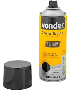 TINTA SPRAY PRETO BRILHANTE 350ML VONDER