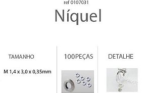 Anilha Metal 1,4x3,0x0,5mm Níquel