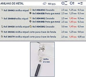 Anilha Metal 2,5x1,25x0,60mm Níquel