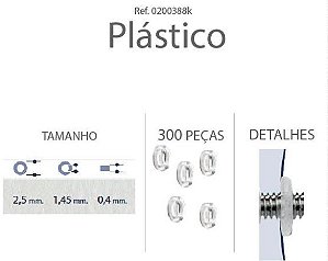 Anilha Plástica Plana 2,5x1,45x0,4mm