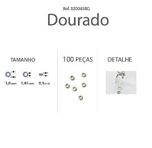 Anilha Metal 3,0x1,45x0,30mm Ouro