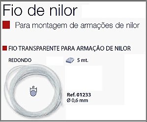 Espessura Fio Nylon D=0,6mm Cristal