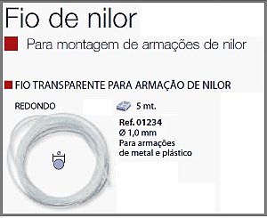 Espessura Fio Nylon D=1,0mm Cristal