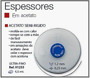 Espessura Fio Acetato Semi Rígido Médio