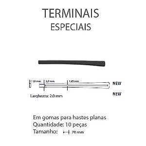 Terminal Haste Plana L= 2,0mm Goma Preto