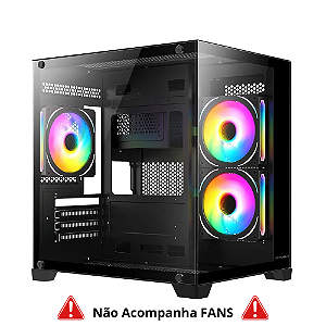 Gabinete Gamer Husky Dome 10, Micro-ATX, Lateral e Frontal em Vidro, Sem Fans, Preto