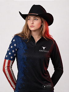 Camisa Agro Castelli USA feminina com Proteção Solar UV50+