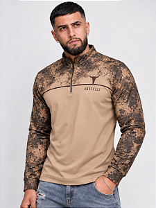 Camisa Agro Castelli Camuflada Bége Long Horn com Proteção Solar UV50+