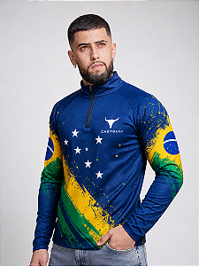 Camisa Brasil Blue Castelli com Proteção Solar UV50+