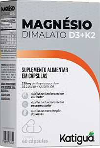 MAGNÉSIO DIMALATO + D3 + K2 60CAPS KATIGUA